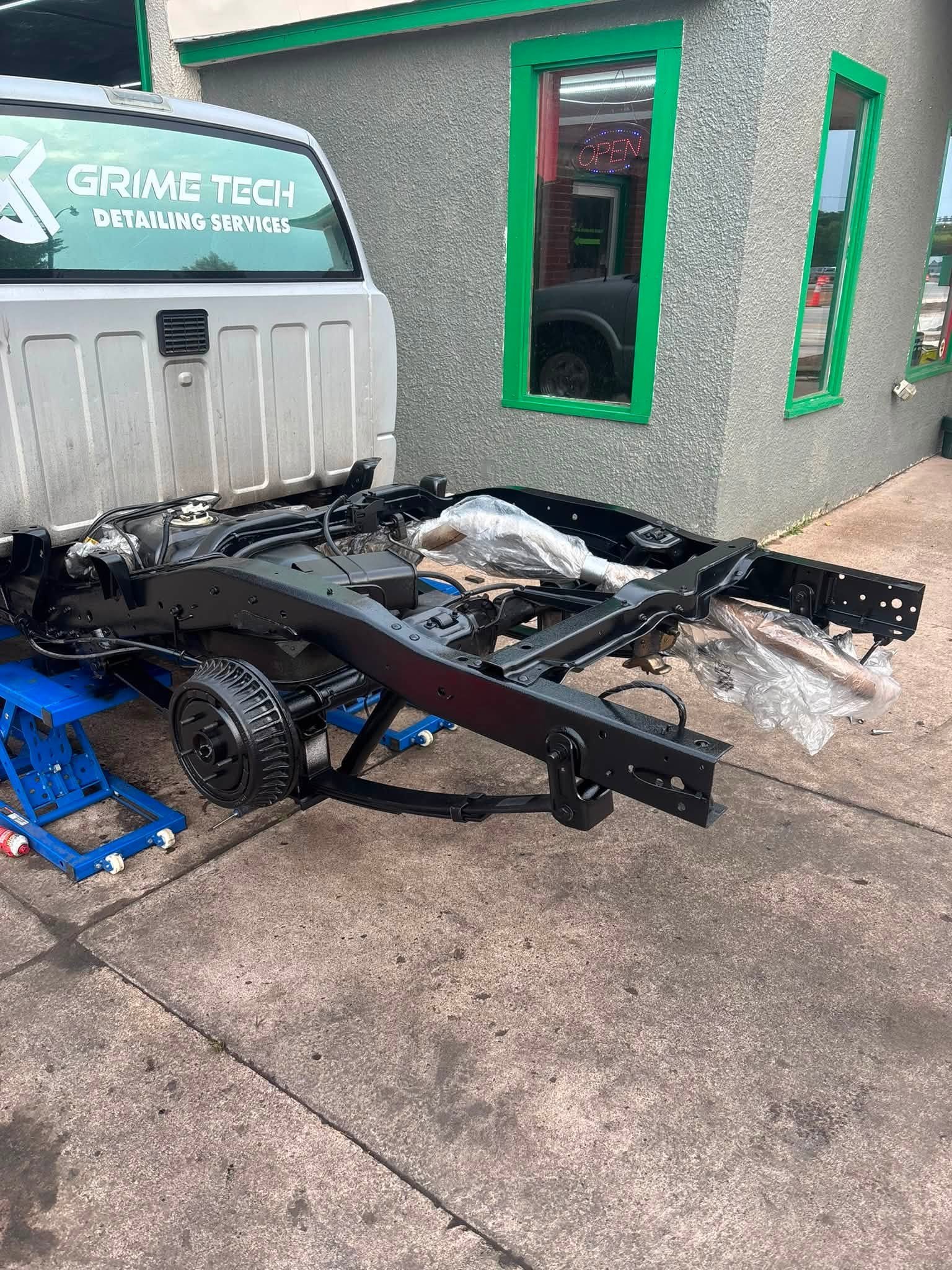 Vehicle undercarriage after WoolWax undercoating